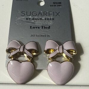 Sugarfix by BaubleBar Heart Bow Earrings - Pink and Gold